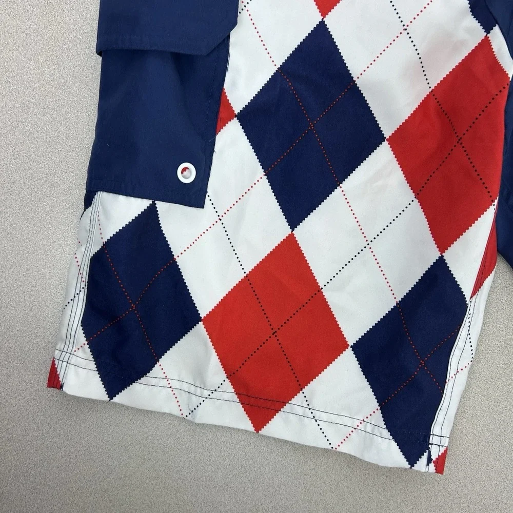 Loudmouth Board Shorts Men's 32 X 11 Red White Blue Swim Trunks‎